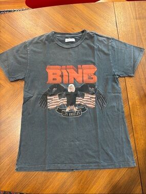 BING Los Angeles Eagle Graphic Tee - Charcoal with Red Logo
